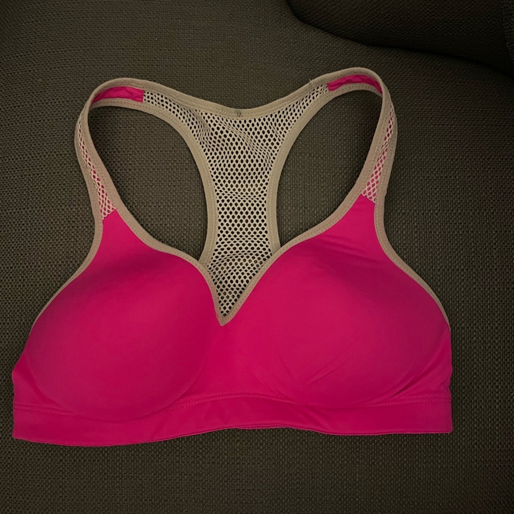 PINK Victoria's Secret Hot Pink and Tan Sports Bra